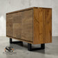 Chunky Solid Acacia Wood Live Edge 3-Door Large Sideboard with Gun Metal Legs RRP £999