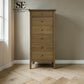White Wax Finished Solid Oak & Oak Veneer Vanity Tallboy, Berkeley Nordic Oak Range RRP £799