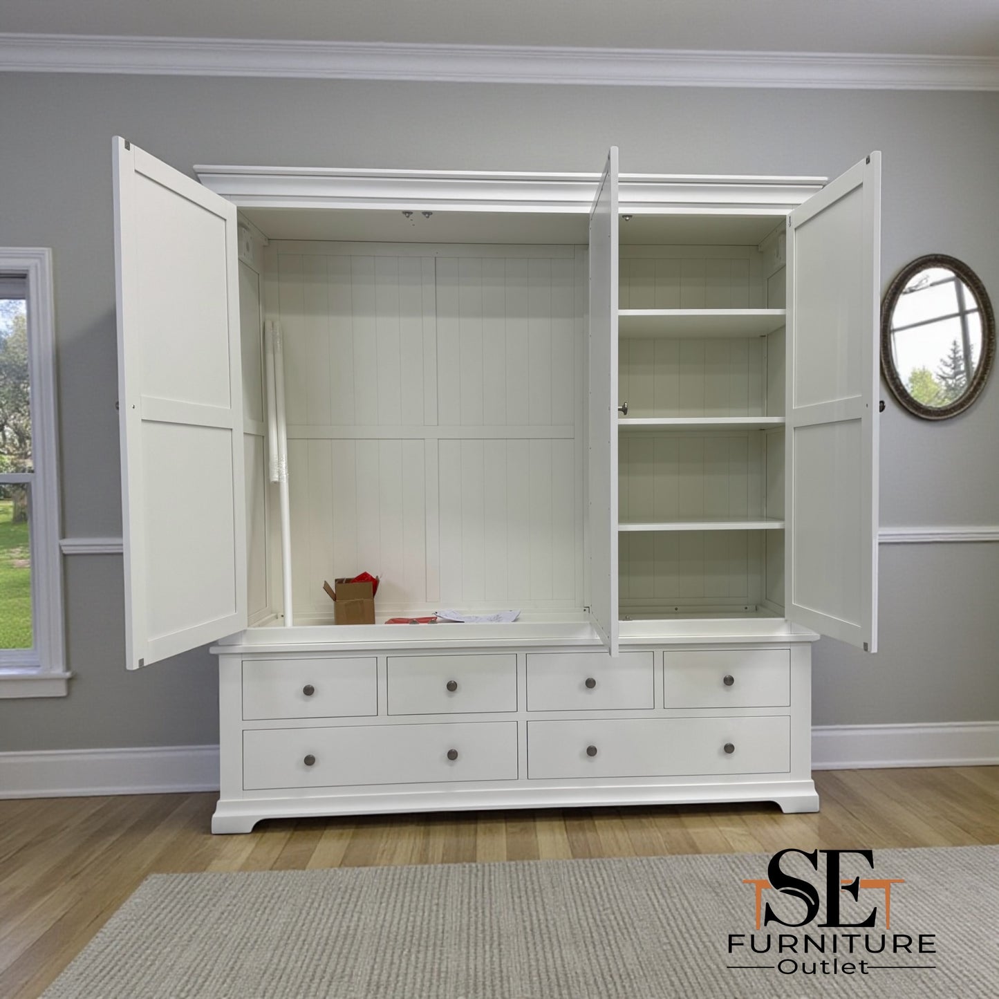 Solid Wood Frames & Warm White Painted Chantilly Grand Triple Wardrobe RRP £1899