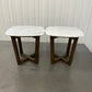 Oak Furnitureland Solid Acacia & Luxury Italian Carrara Marble Top Side Tables RRP £458