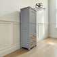 Solid Oak Top & Solid Wood Frames Narrow Larder, Chester Dove Grey RRP £999