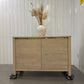 Oak Furnitureland Solid Washed Oak Small Sideboard with Brass Coloured Accent RRP £649