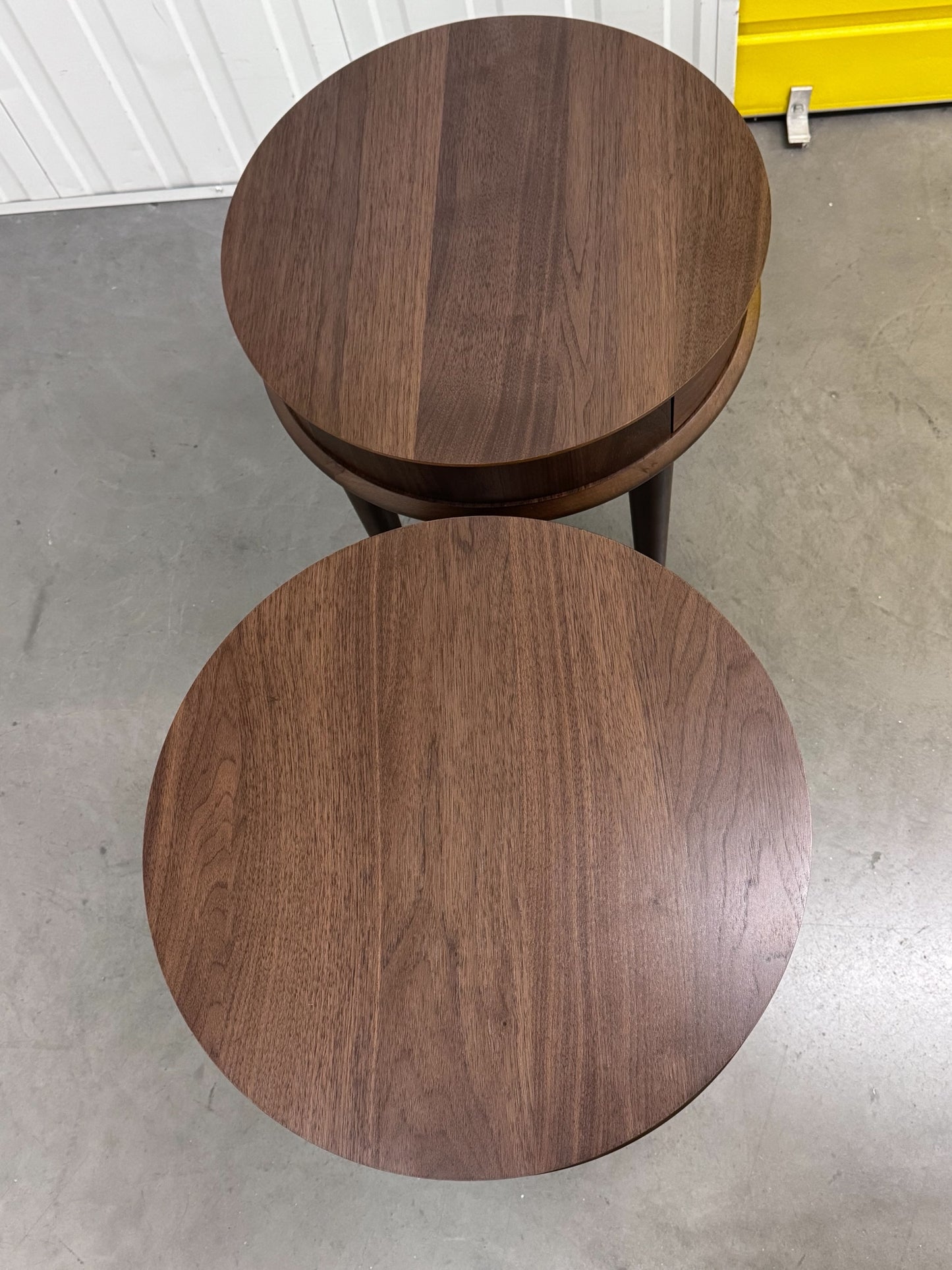 Bentleys Solid Walnut Lamp Tables With Drawer