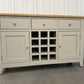 White Wax Finished Oak Top & Grey Painted Winerack Sideboard RRP £599