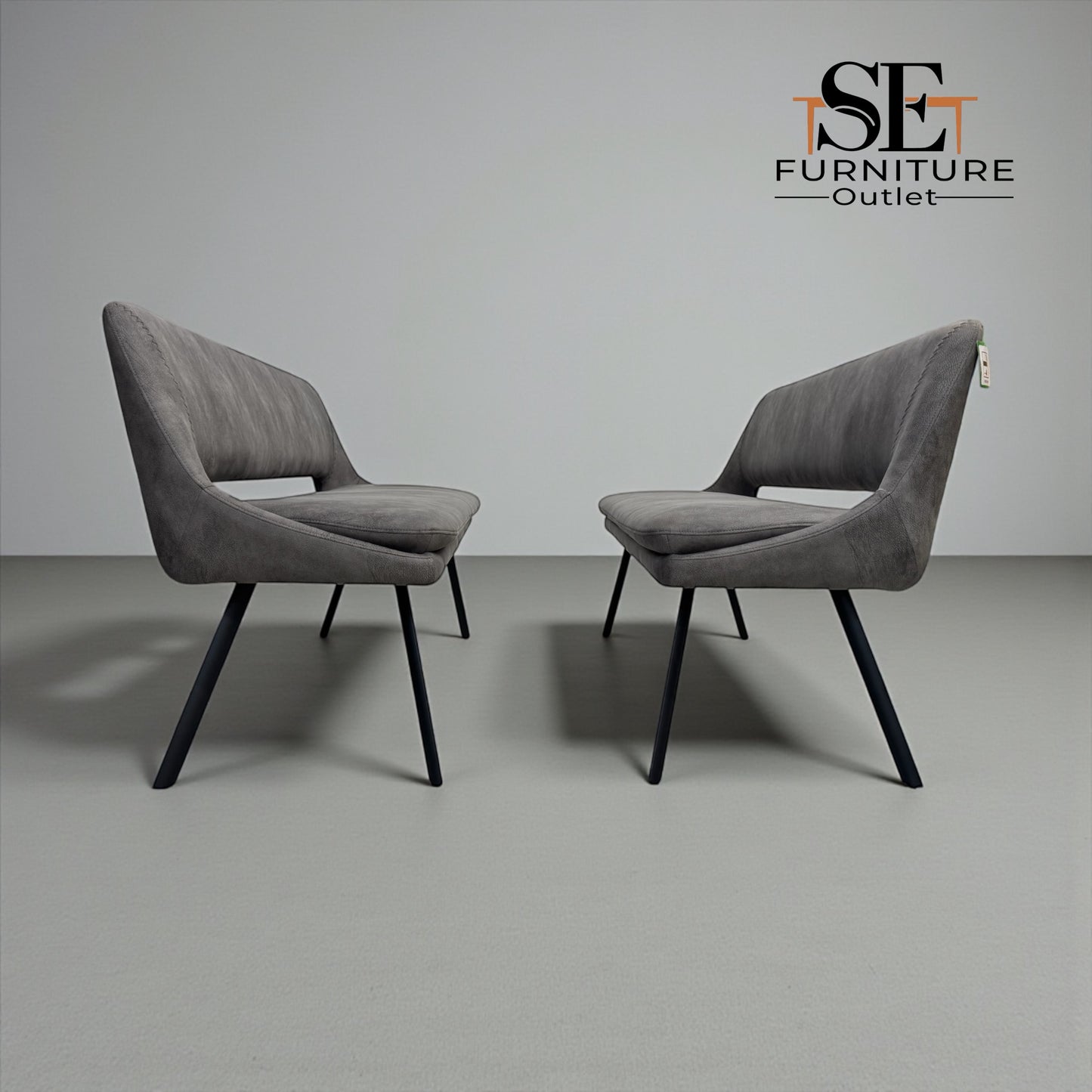 Set of 2 Black Metal & Dark Grey Fabric Bench Nico Range From Oak Furnitureland RRP £800 Each