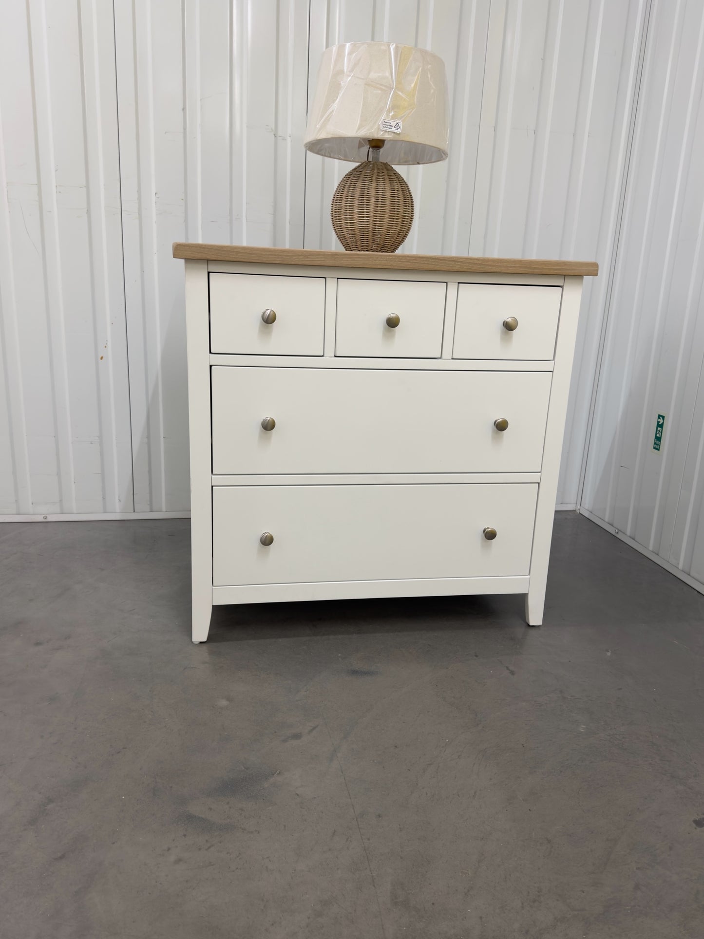 Cotswold Company White Wax Finished Oak Top & Pure White Painted 5 Drawer Chest RRP £425