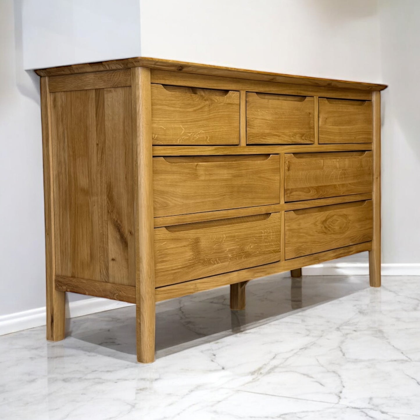 Natural Solid Oak 7 Drawer Chest, Copenhagen Range From Oak Furnitureland RRP £679