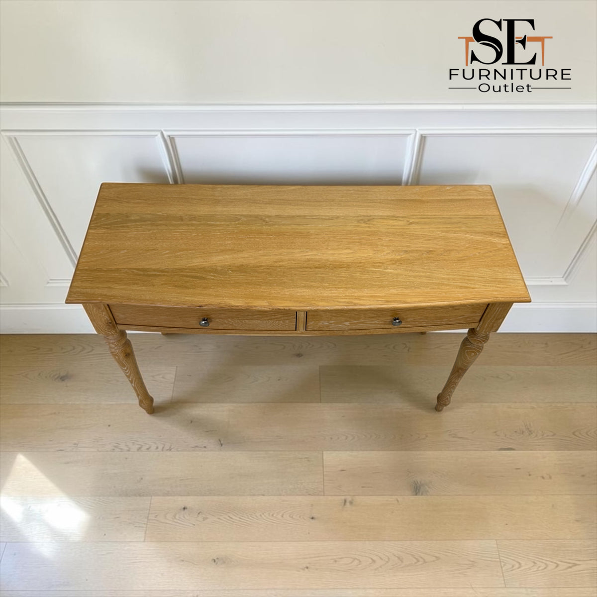 Whitewashed Finish Solid Oak & Oak Veneer Dressing Table with Mirror RRP £649