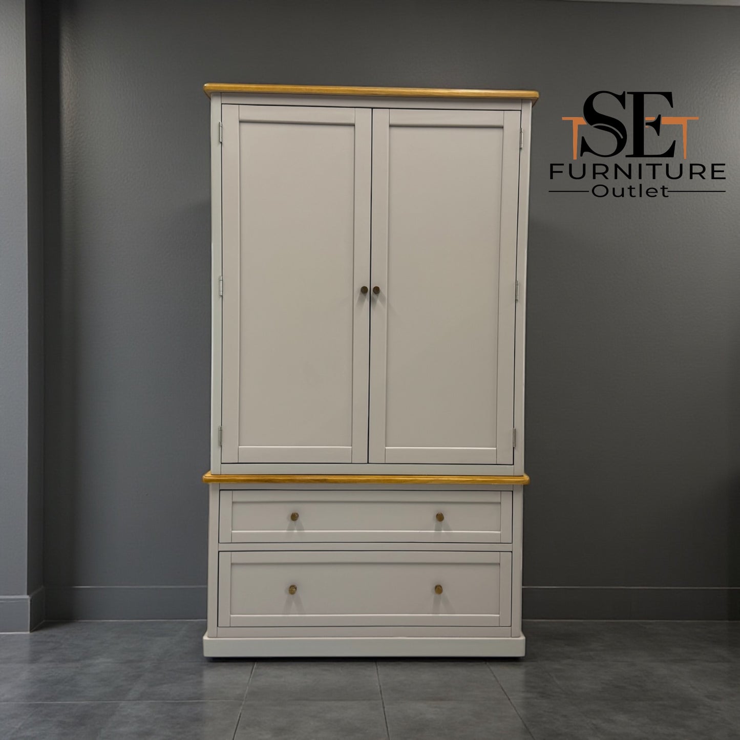 Natural Solid Oak & Painted Double Larder, Henley Range From Oak Furnitureland RRP £1599