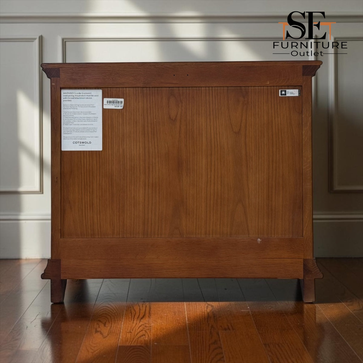 Solid Oak & Oak Veneer Wide Bedside Table from the Winchcombe Dark Oak Range, RRP £499
