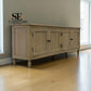 Grey-toned Limewashed Finish Solid Oak and Quality Oak Veneer Media TV Console Fits up to 75", Camille Range RRP £999
