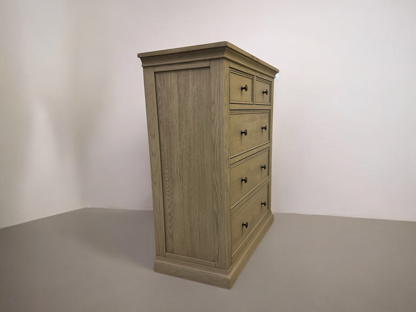 Oak Furnitureland Weathered Oak 5 Drawer Chest, Burleigh Range RRP £599