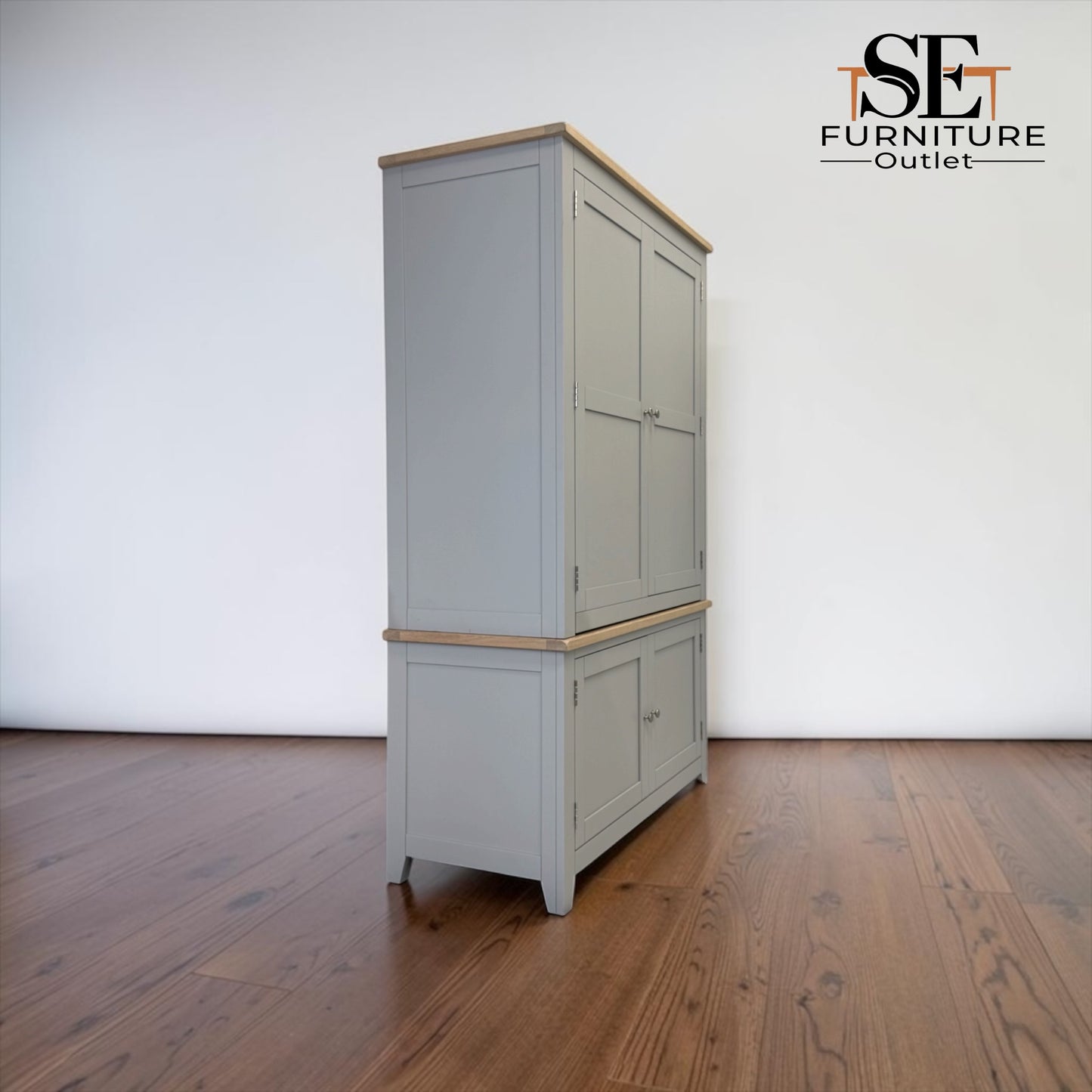 Solid Oak Top & Solid Wood Frames Hideaway Home Office, Chester Dove Grey Range RRP £1799