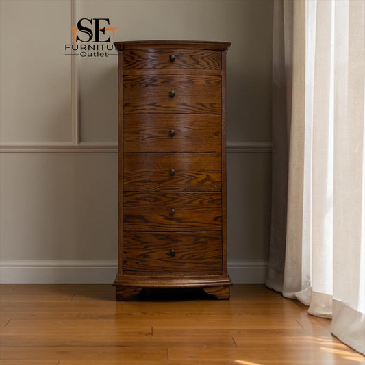 Solid Oak & Oak Veneer Vanity Tallboy, Winchcombe Dark Oak Range RRP £899