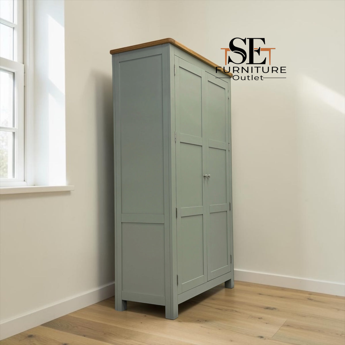 Oak & Sage Green Painted Double Larder Sussex Sage Green Range RRP £1269