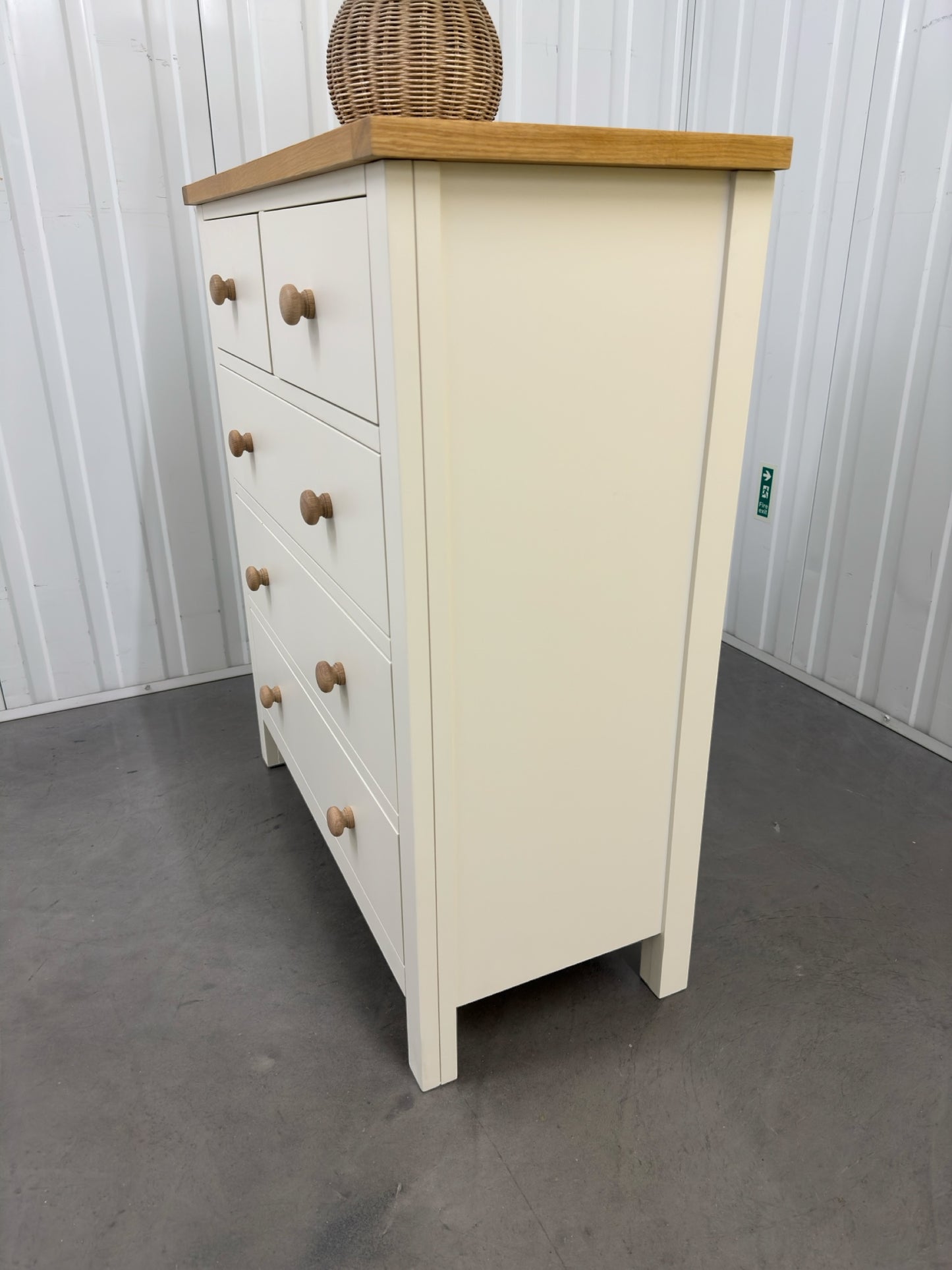 Cotswold Company Oak Top & Cream Painted 5 Drawer Chest