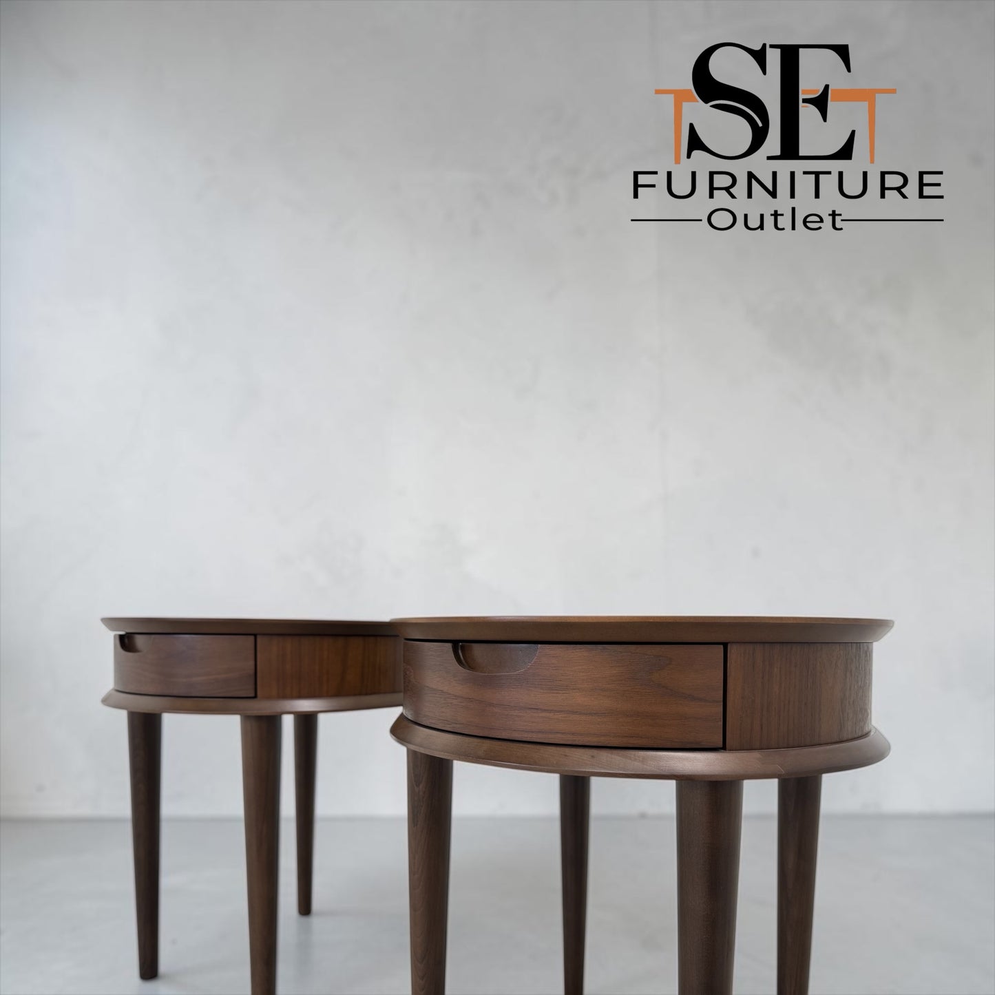 Bentleys Solid Walnut Lamp Tables With Drawer (Last Pair!)