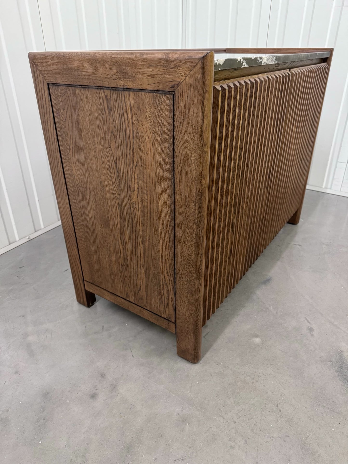 Solid Dark Oak & Luxury Black Marble Top Sideboard RRP £549