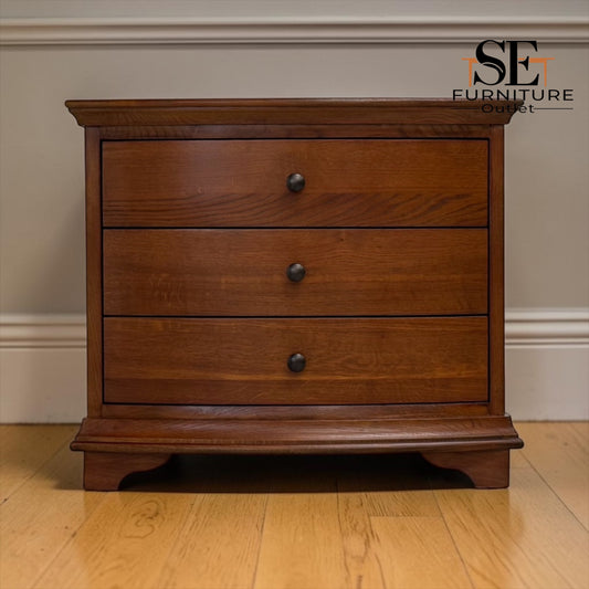 Solid Oak & Oak Veneer Wide Bedside Table from the Winchcombe Dark Oak Range, RRP £499