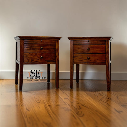 Set of 2 Solid Oak & Oak Veneer Bedside Tables from the Winchcombe Dark Oak Range RRP £598