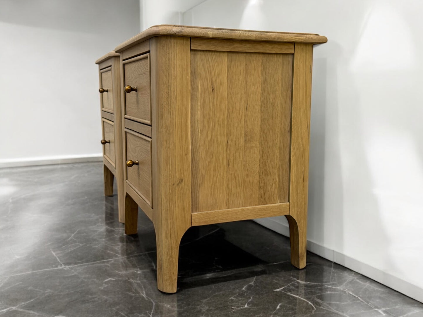 Oak Furnitureland Light Natural Solid Oak 2 Drawer Bedside Tables Newton Range RRP £498