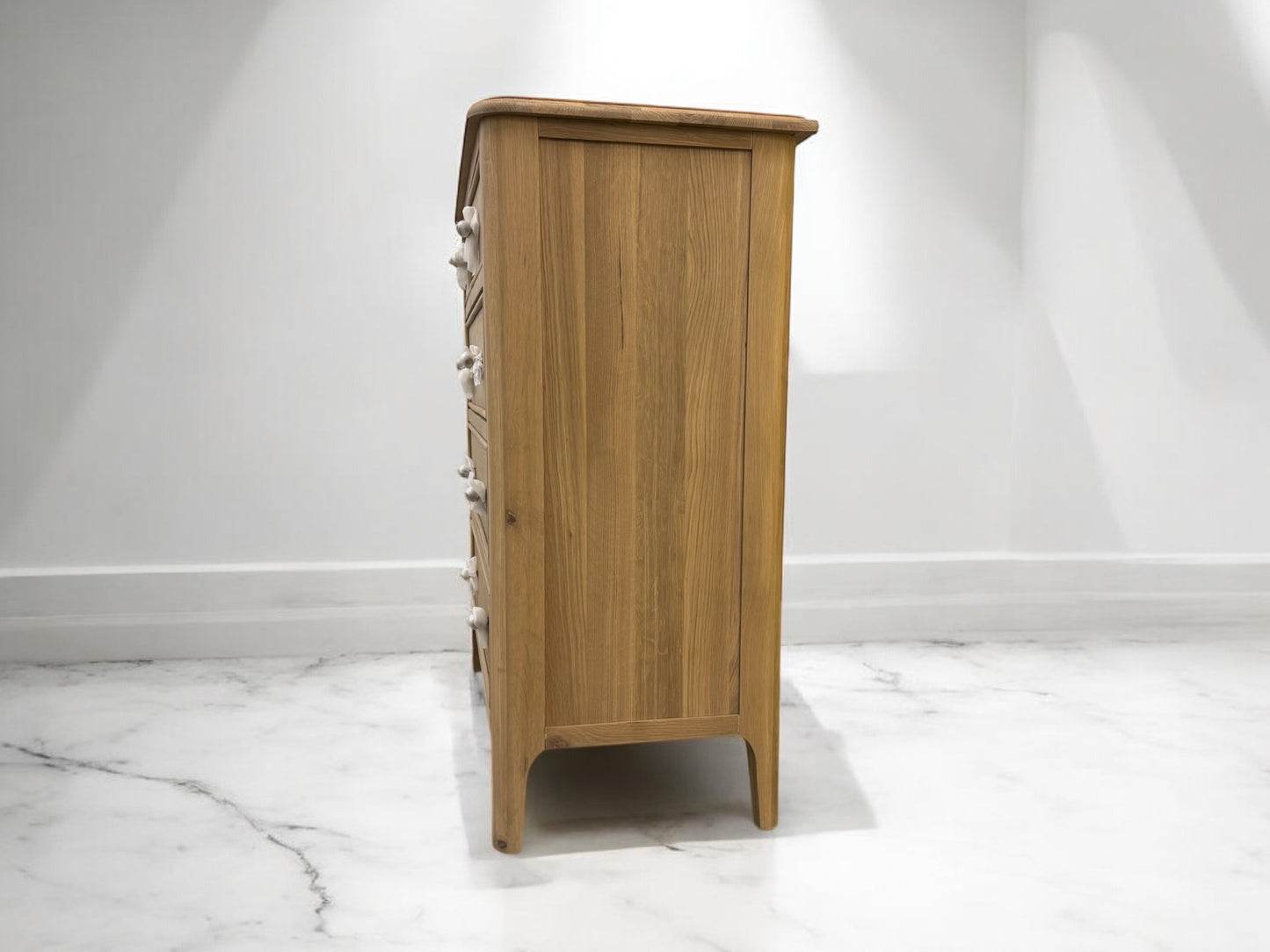 Oak Furnitureland Natural Light Solid Oak 5 Drawer Chest, Newton Range RRP £549