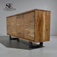 Chunky Solid Acacia Wood Live Edge 4-Door Extra Large Sideboard with Gun Metal Legs RRP £1299