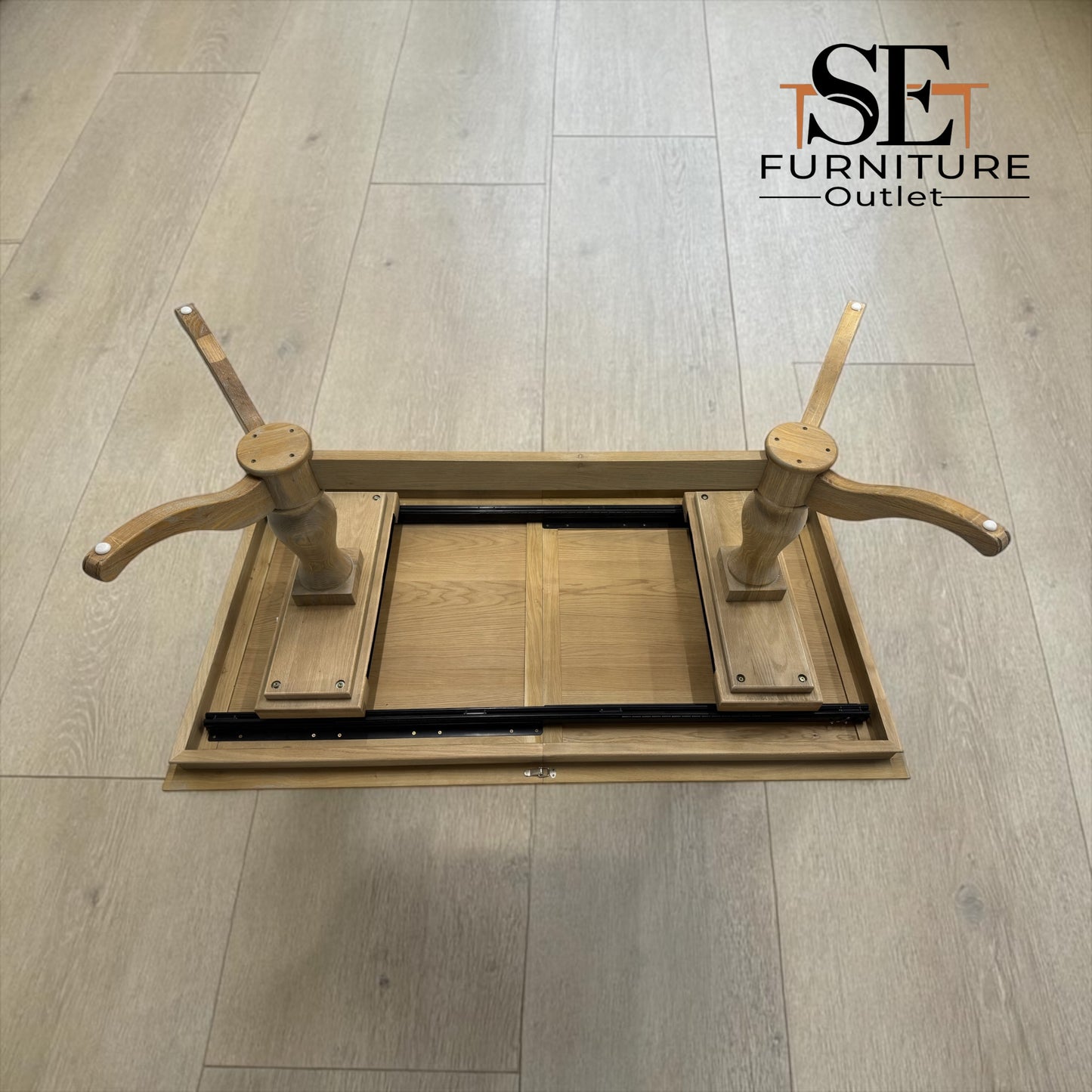 Solid Oak & Quality Oak Veneer 6-10 Seater Extending Dining Table with Limewashed Finish, Camille Range RRP £1500