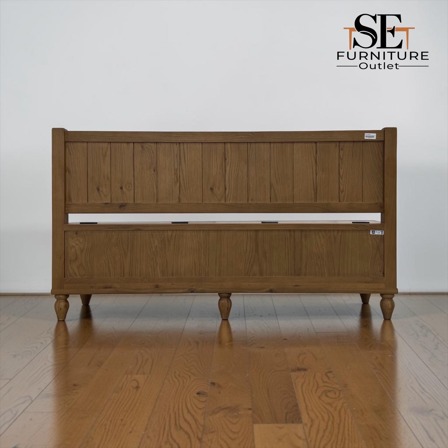 Solid Oak Top & Quality Oak Veneer Base Monks Bench with Storage, Elkstone Mellow Oak Range RRP £699