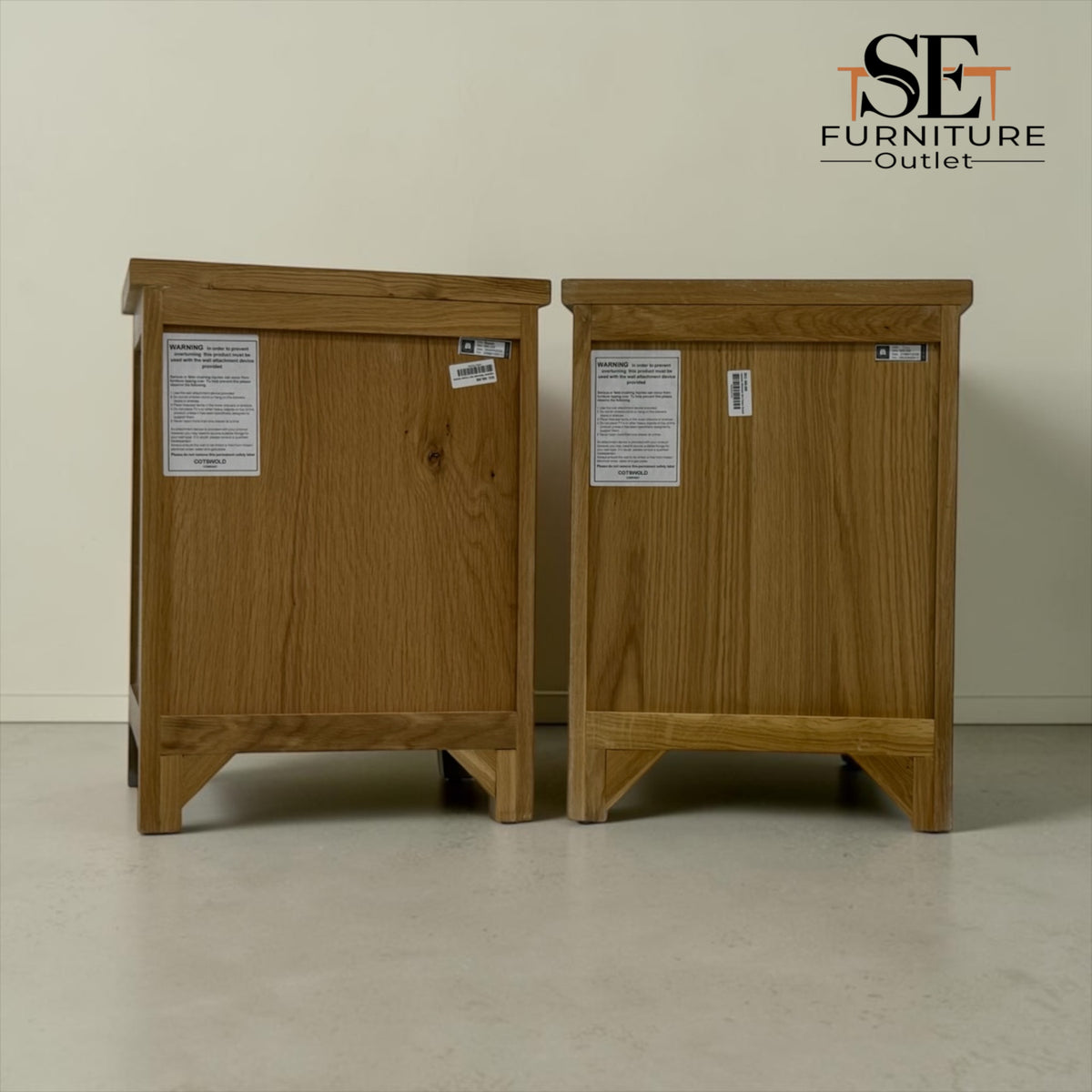 Set of 2 Whitewashed Oak 3 Drawer Bedside Tables from the Inglesham Range, RRP £398