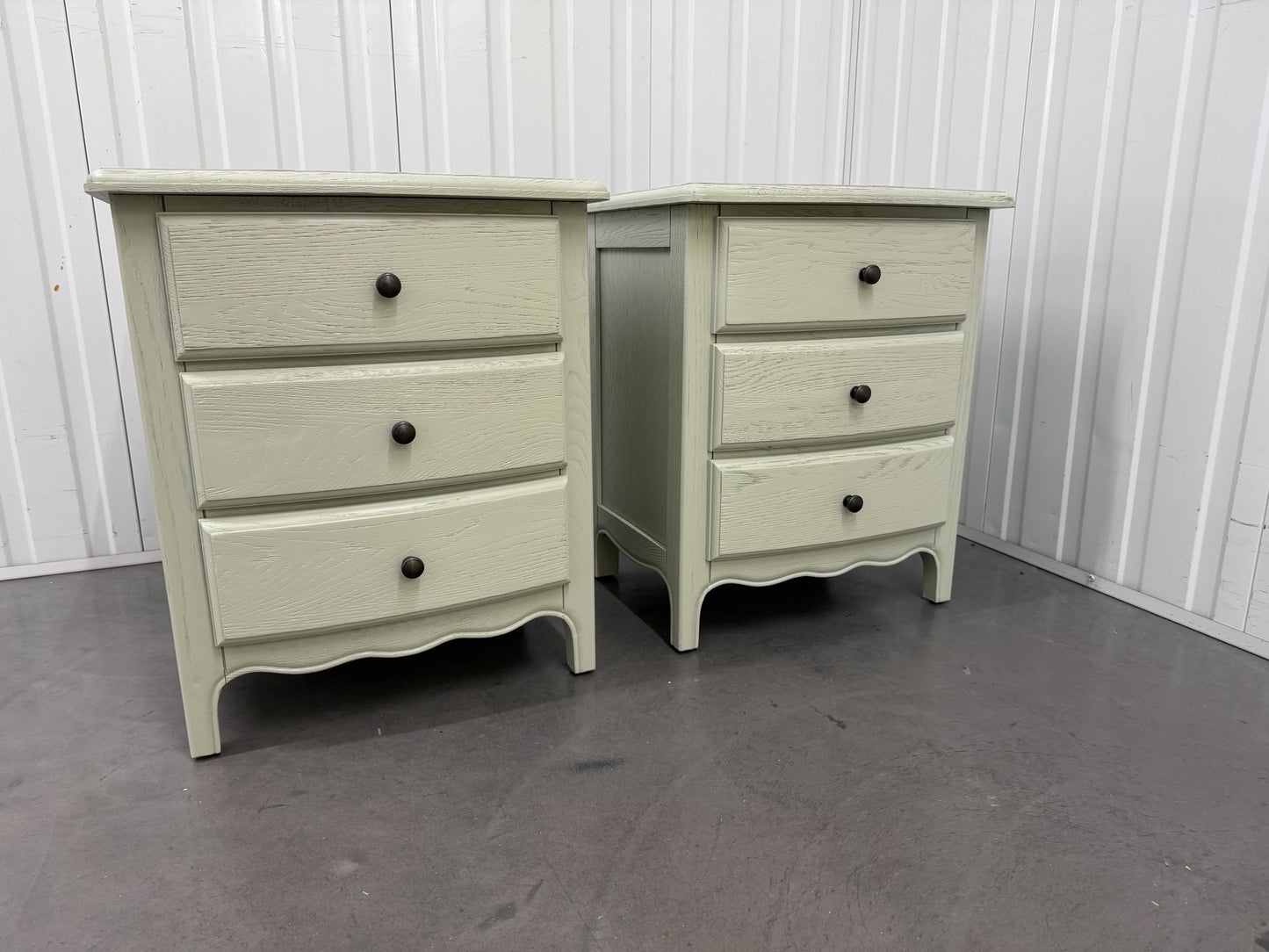 Solid Oak French Grey Painted Bedside Tables RRP £399 Each