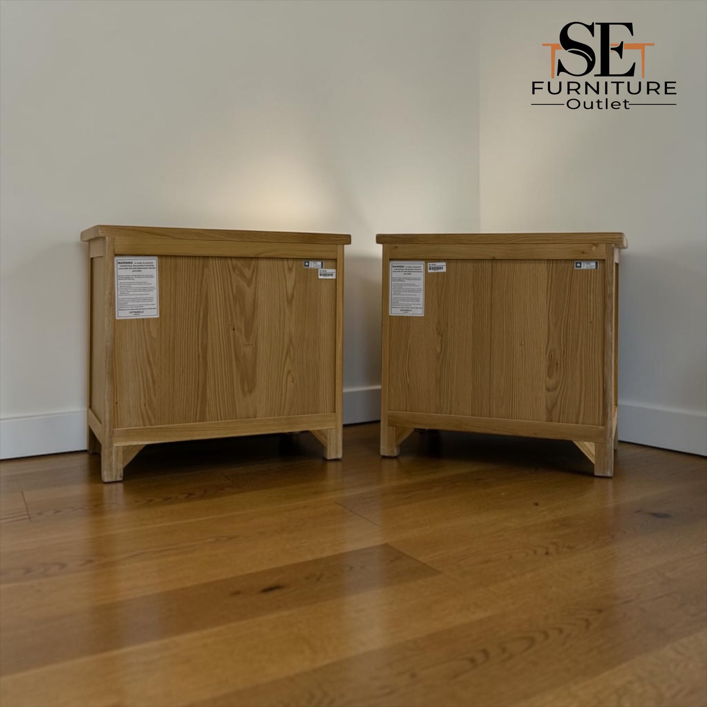 Set of 2 Whitewashed Oak Jumbo Bedside Tables from the Inglesham Range, RRP £700