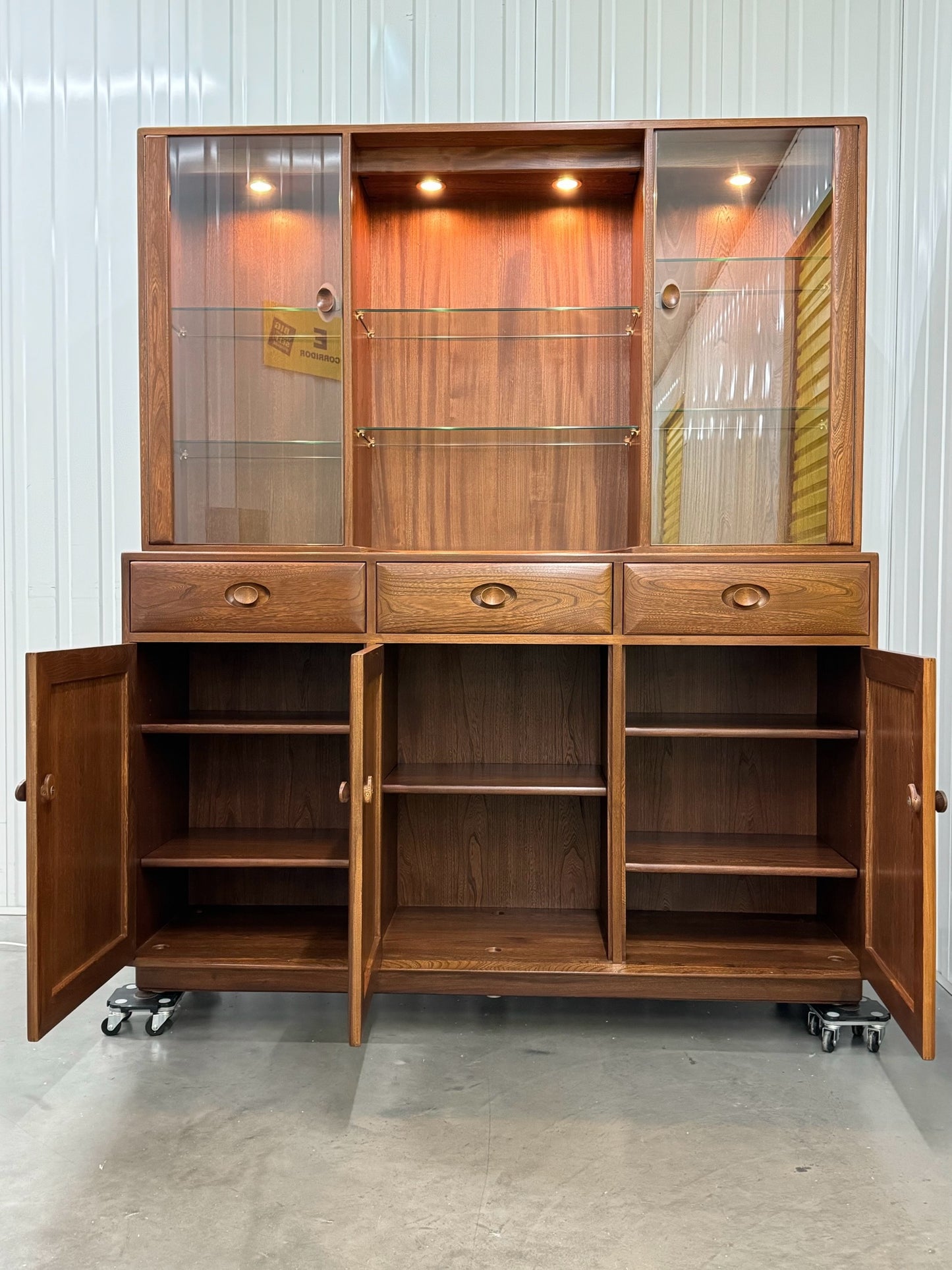 Ercol Solid Ash Wood Windsor Display Top & Sideboard with Lights