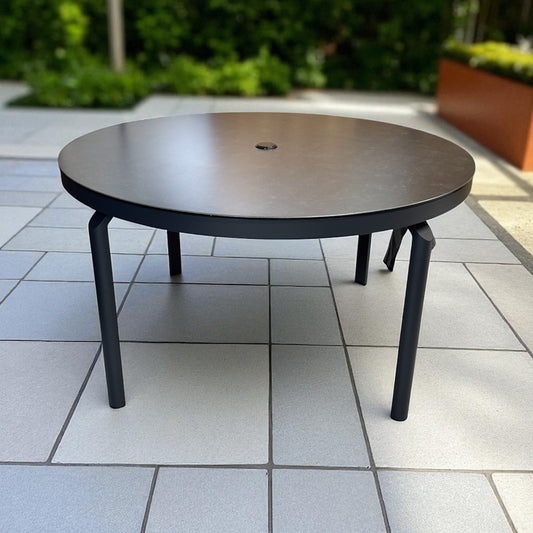 Moda Furnishings Premium Quality Aluminum 6 Seater Large Round Table with Glass Top, RRP £699