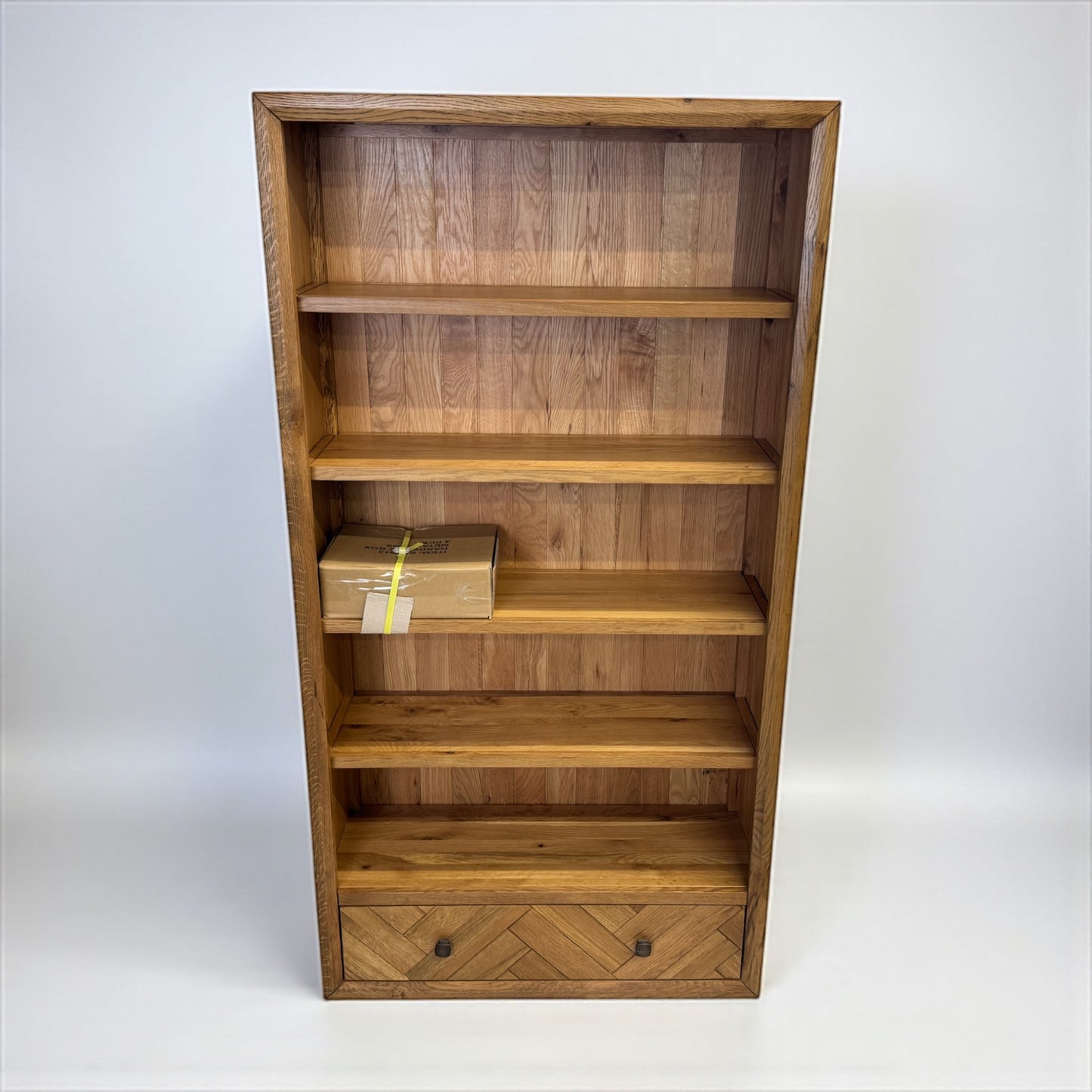 Brushed & Glazed Solid Oak Tall Bookcase, Parquet Range From Oak Furnitureland RRP £649