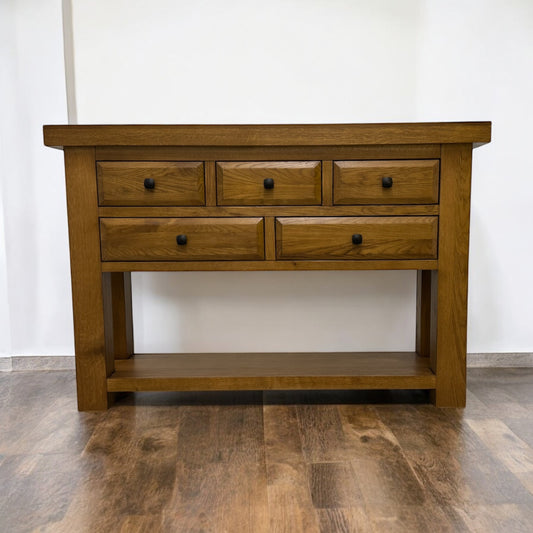 Rustic Solid Oak Console Table, Hercules Range From Oak Furnitureland