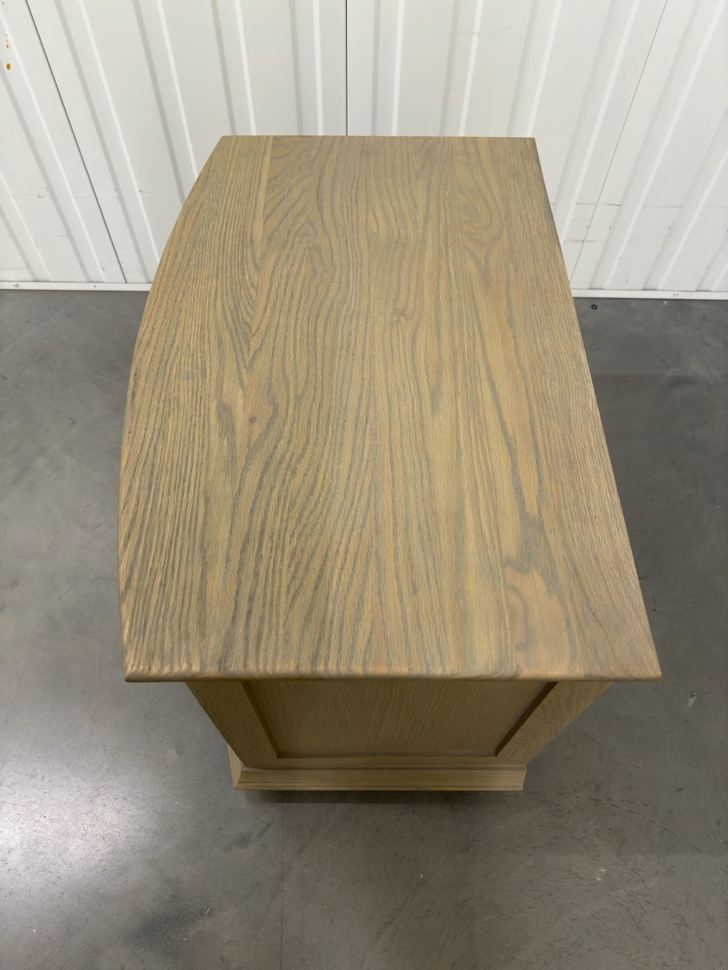 Smoked Oak 3 Drawer Wide Bow Fronted Bedside Table RRP £399