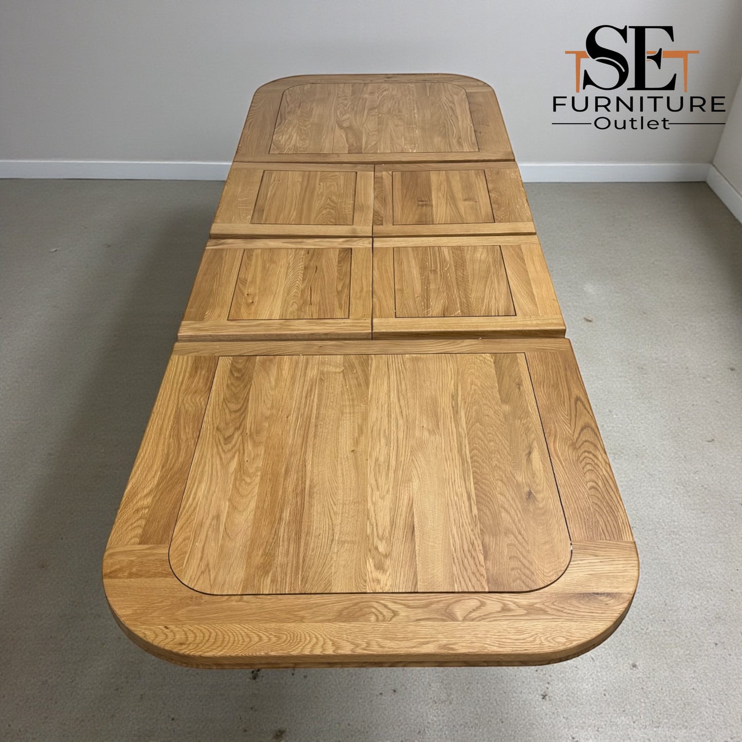 Natural Solid Oak Extending Dining Table, 10 to 12 Seater Hercules Range From Oak Furnitureland RRP £1099