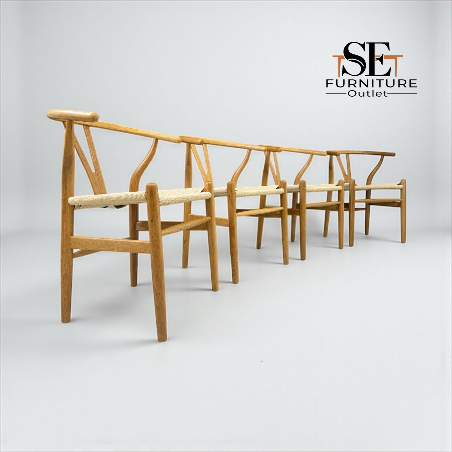Set of 4 Natural Oak Woven Fabric Dining Chairs, From Oak Furnitureland RRP £220 Each