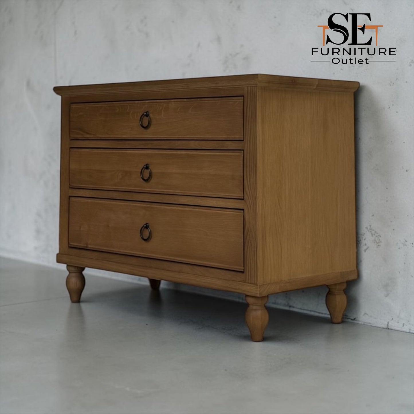 Solid Oak & Quality Oak Veneer Wide Bedside Table from the Elkstone Mellow Oak Range