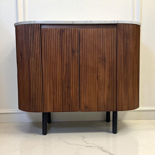 Solid Acacia Wood & Gloss Marble Top Sideboard from Oak Furnitureland RRP £649
