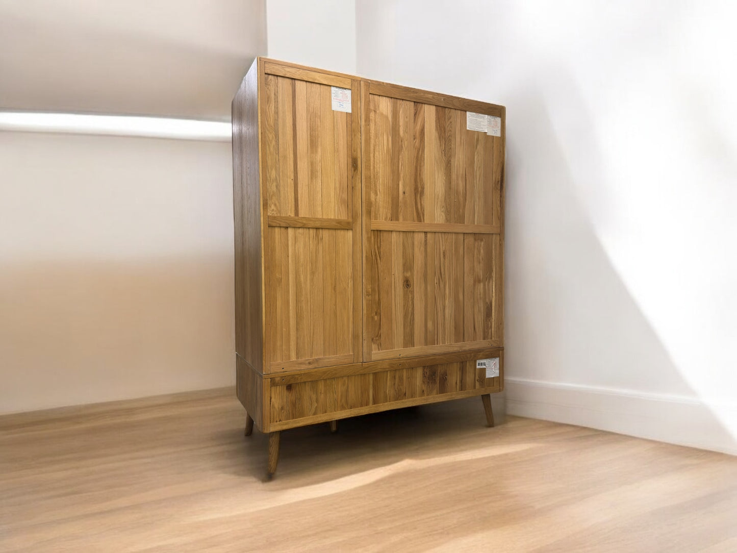 OAK FURNITURELAND BRUSHED & GLAZED SOLID OAK TRIPLE WARDROBE PARQUET RANGE RRP £1499