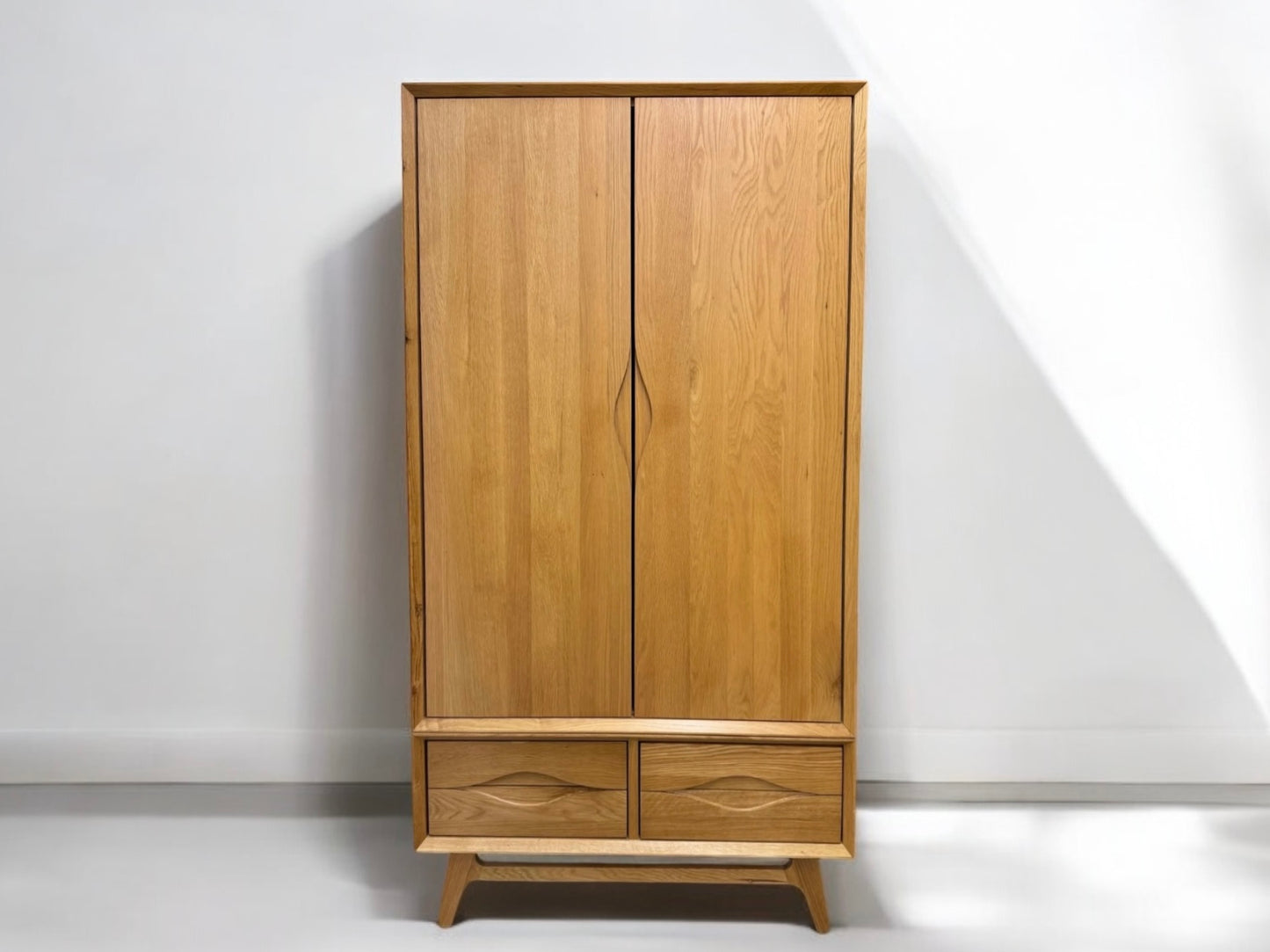 Oak Furnitureland Natural Solid Oak Double Wardrobe Ellipse Range RRP £899