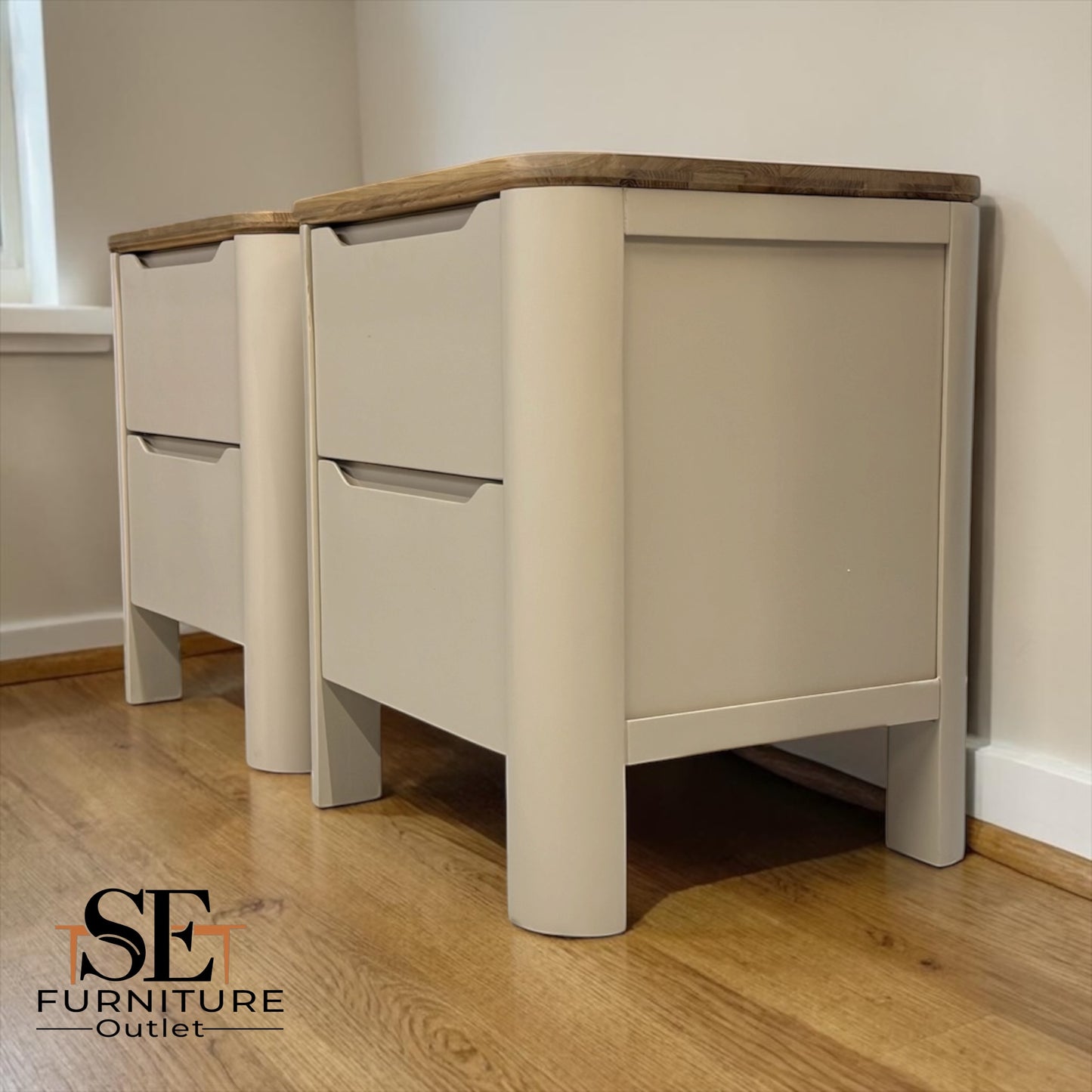 Smoked Oak & Painted Bedside Tables Otto Range From Oak Furnitureland RRP £538