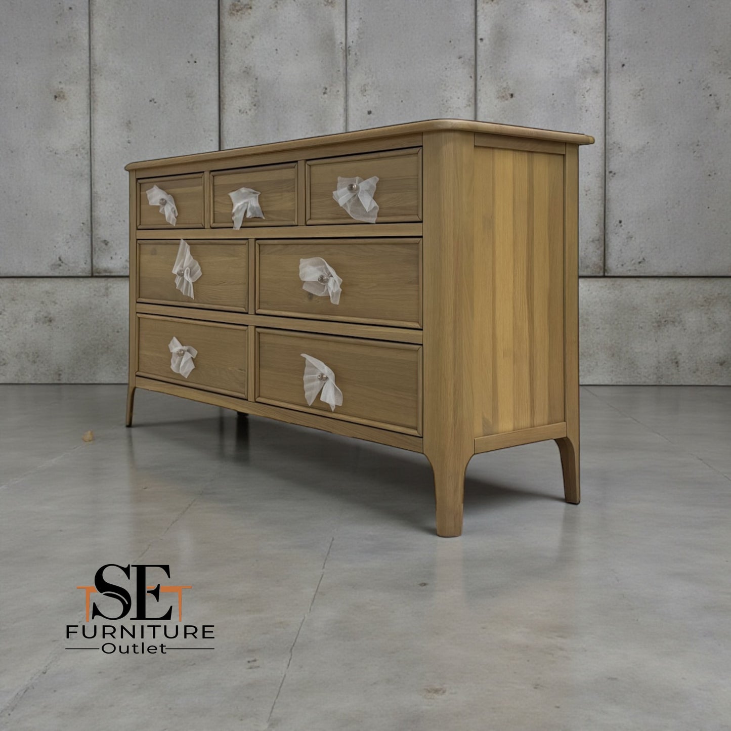 Light Natural Solid Oak 7 Drawer Chest, Newton Range From Oak Furnitureland RRP £679