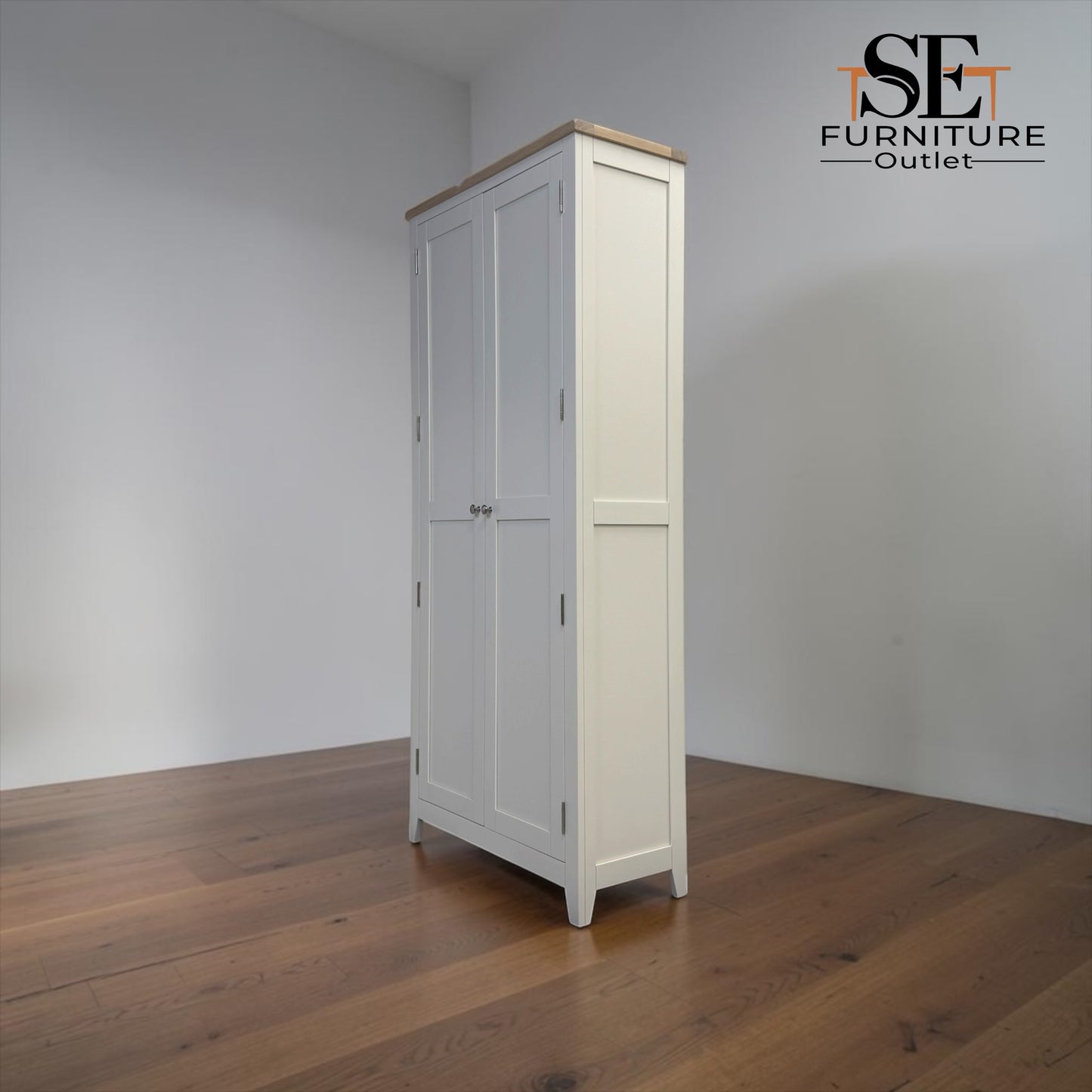 Oak Top & Solid Wood Frames 2 Door Hallway Cupboard, Chester Classic Cream Range RRP £999