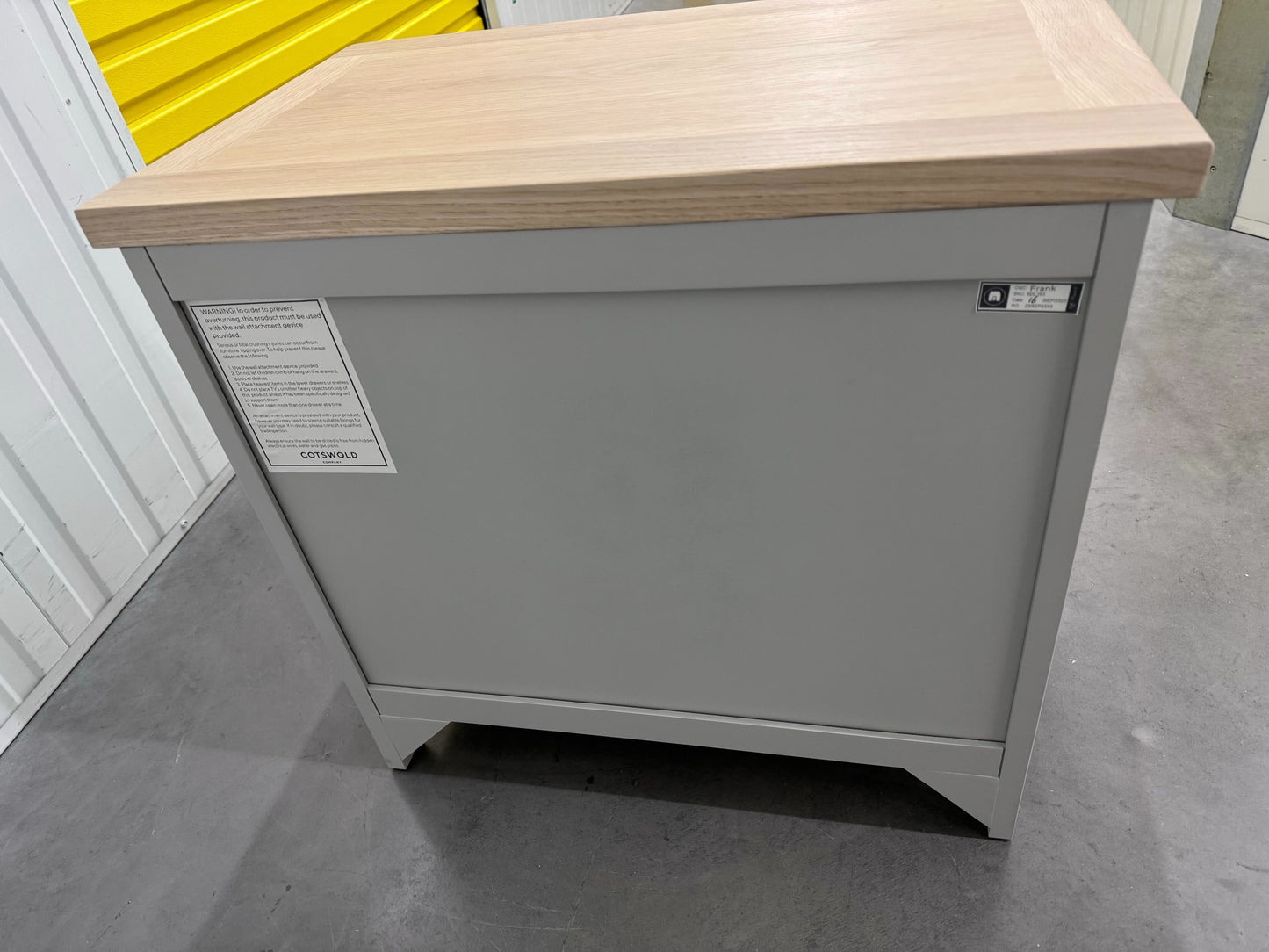 Cotswold Company Oak & Grey Painted 3 Drawer Jumbo Bedside Table, Grey RRP £299