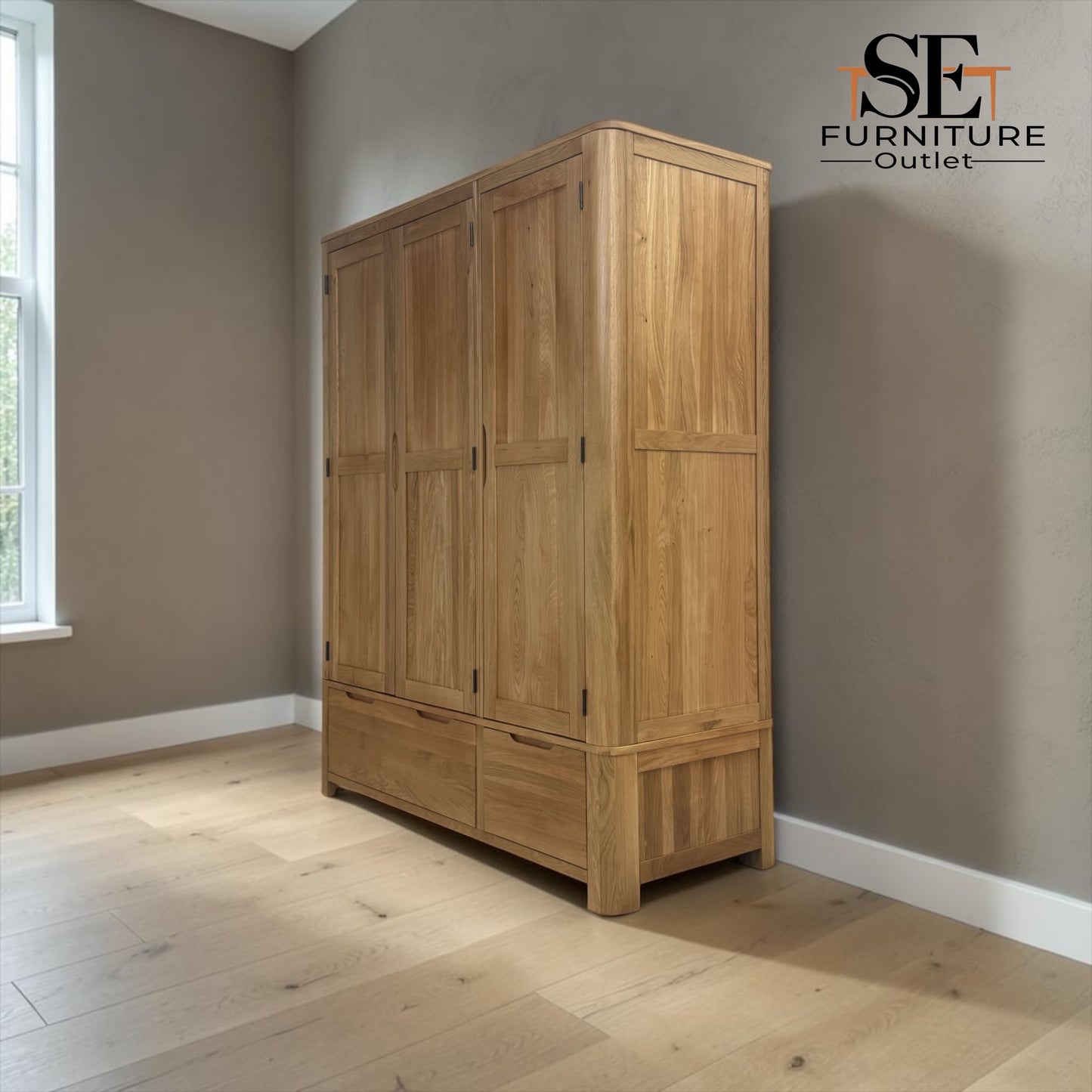 Natural Solid Oak Triple Wardrobe Romsey Range From Oak Furnitureland RRP £1599