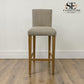 Set of 4 Beige Upholstered Bar Stools with Whitewashed Oak Legs, Alder Range RRP £799.