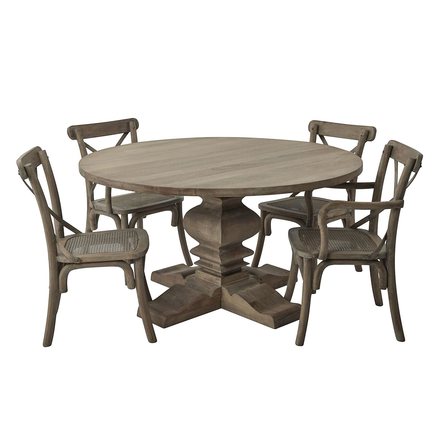 COPGROVE COLLECTION ROUND PEDESTAL SOLID WOOD FRENCH STYLE DINING TABLE